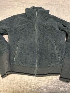 Athleta Green Sherpa Zip-Up Jacket
